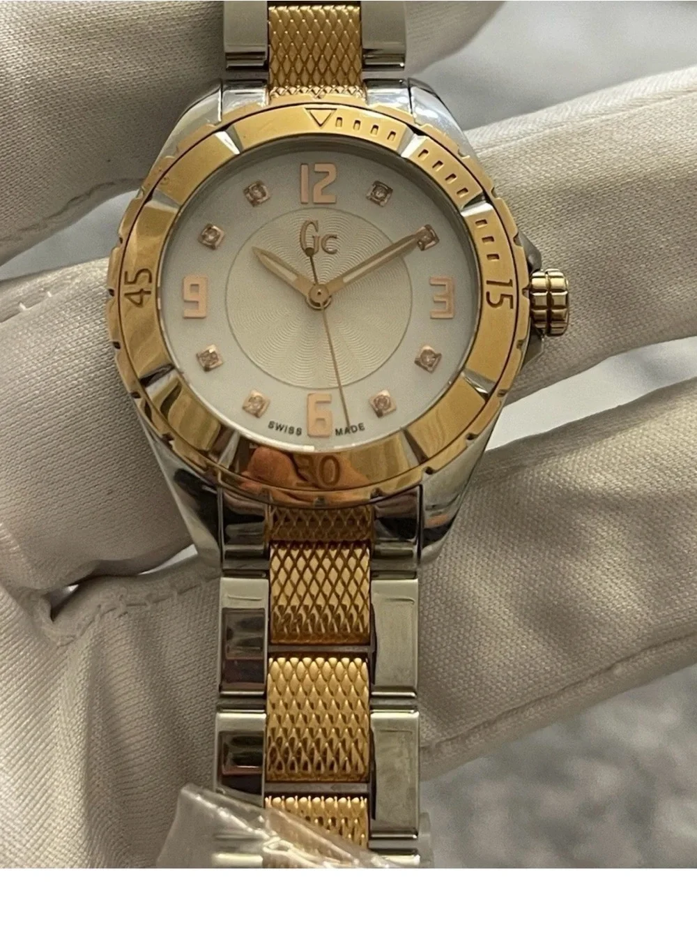 GC Guess Collection C68103 / X68103 Ladies Two Tone Diamond Dial Swiss Watch